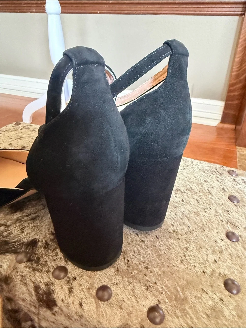 J. Crew Black Suede Ankle-Strap Block Heel Pumps
